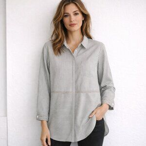 LAFAYETTE 148 GRAY STRIPED TUNIC MEDIUM